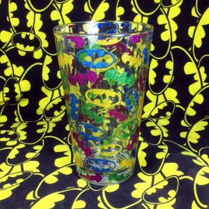Glass Glitter Batman Logo Cup Glass Idolstore - Merchandise and Collectibles Merchandise, Toys and Collectibles