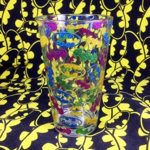 Merch Glassware Glitter Batman Logo Cup Glass