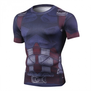 Captain America Men's Fitness T-shirt Marvel Heroes Replica 3 Clothes 2018 Cosplay Short Sleeve Crossfit Tops For Male Fit Cloth 1