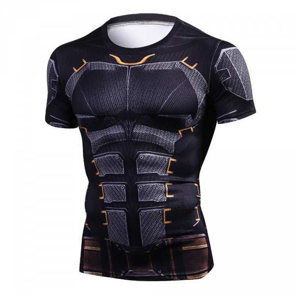 Black Panther Workout Clothes For Men - Short Sleeve Compression