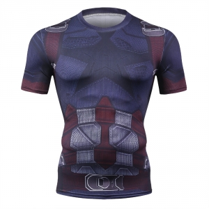 Captain America Men'S Fitness T-Shirt Marvel Heroes Replica 3 Clothes 2018 Cosplay Short Sleeve Crossfit Tops For Male Fit Cloth
