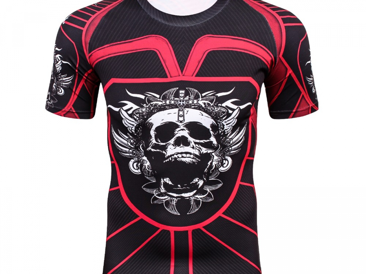 Rashguard Shirt Skull Bike Bikers Workout Gear - IdolStore