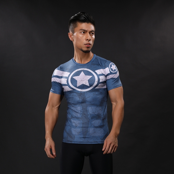 Workout Shirt Captain America Blue