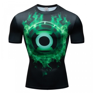 Merchandise Workout Shirt Green Lantern Logo Fire