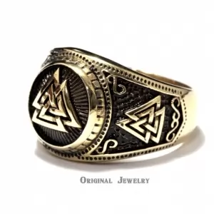 Buy brass ring valknut viking ring valknut signet ring sz 6-15 us