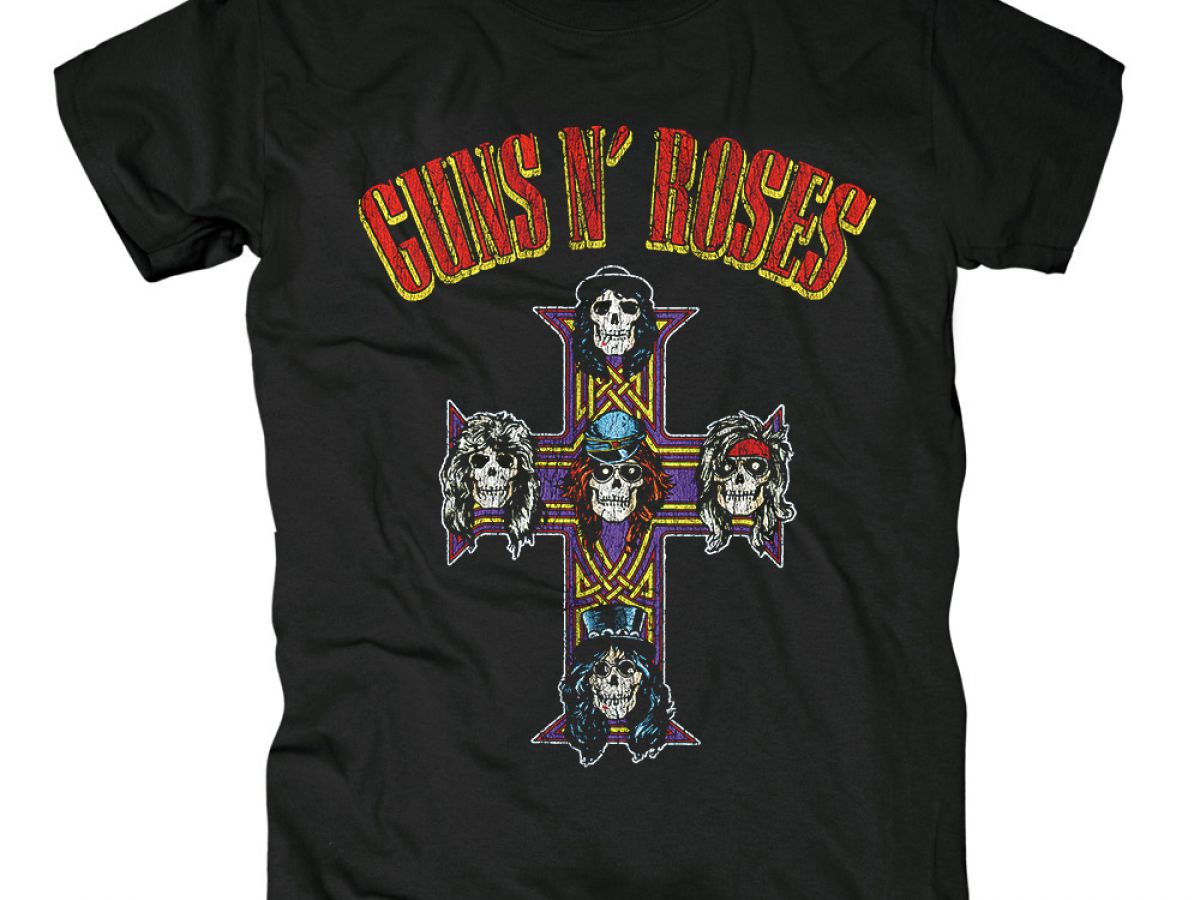 Guns N' Roses 'Faded Skull' Burnout T-Shirt Blue NEW & OFFICIAL!