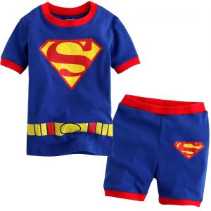 Merch Kids T-Shirts Shorts Set Superman Retro Logo Pjs