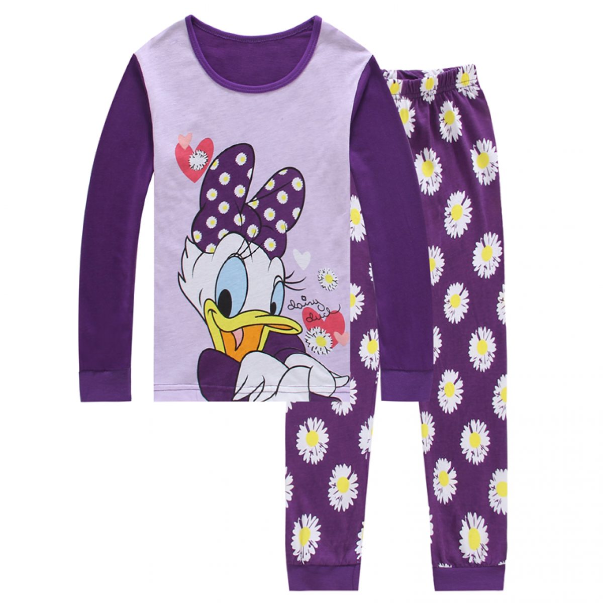 Lila Purple Daisy Duck Disney Kleding Unisex kinderkleding Pyjamas & Badjassen Pyjama Unisex Cartoon Graphic PJ Nachtkleding Mannen Vrouwen Kids Peuters Familie koppels bijpassende outfits pyjama set 