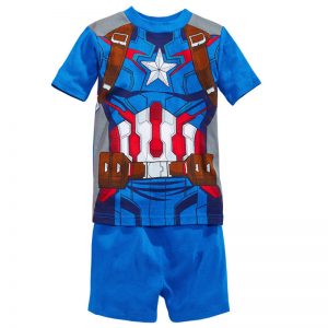 Merch Kids T-Shirts Shorts Set Captain America Costume Uniform