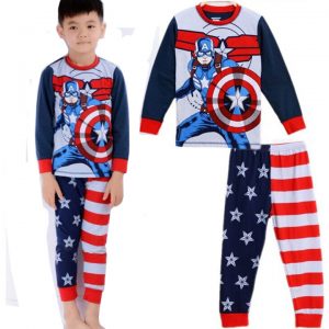 Merch Boy'S Pajama Sets Captain America Us Flag