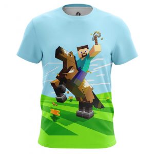 Minecraft T-shirt Ride Horse Blue Green Idolstore - Merchandise and Collectibles Merchandise, Toys and Collectibles