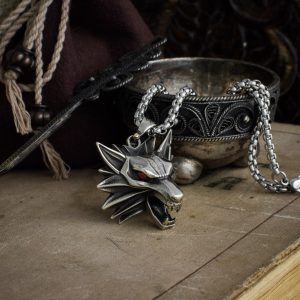 Wolf Necklace The Witcher Silver Pendant Idolstore - Merchandise and Collectibles Merchandise, Toys and Collectibles
