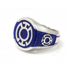 Merchandise Blue Lantern Flat Power Ring Silver 925