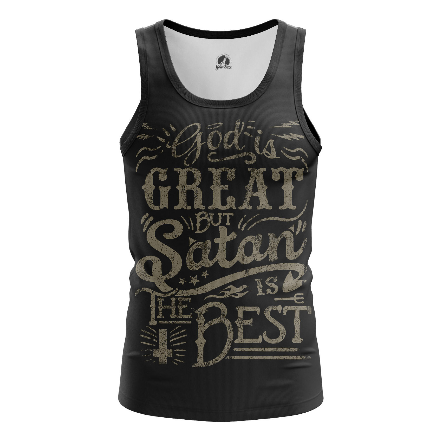 Men’s t-shirt God is great But Satan Best Phrase Idolstore - Merchandise and Collectibles Merchandise, Toys and Collectibles