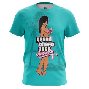 Merch Vice City T-Shirt Gta Cyan Title