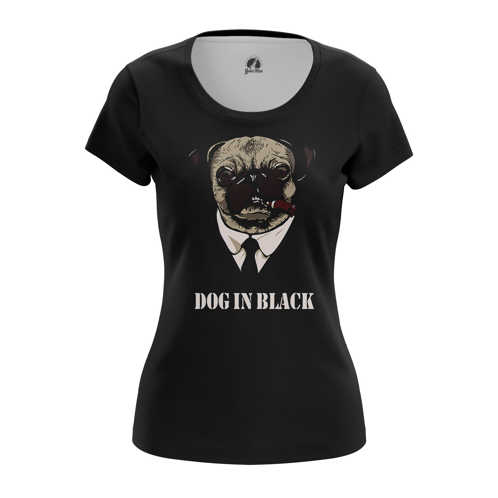 Merch Women'S T-Shirt Dog In Black Pug Men In Black