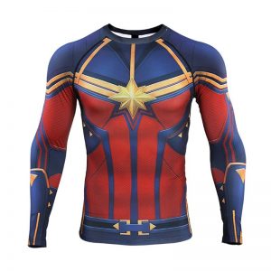 Merchandise Captain Marvel Rash Guard Workout Jersey Endgame