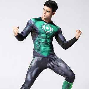 Merch Green Lantern Rash Guard Workout Jersey Costume