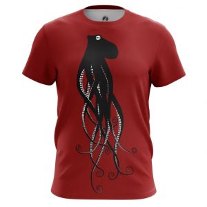Merch T-Shirt Black Octopus Dark Red