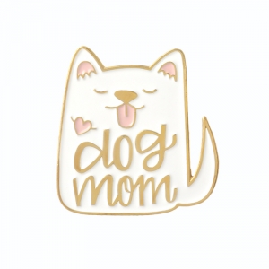 Merchandise Pin Dog Mom White Enamel Brooch