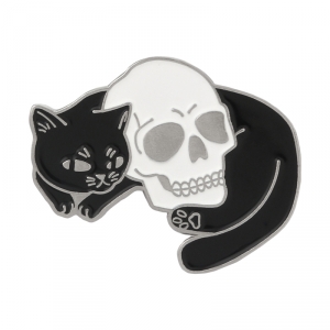 Buy pin keeper of death cat enamel brooch - product collection