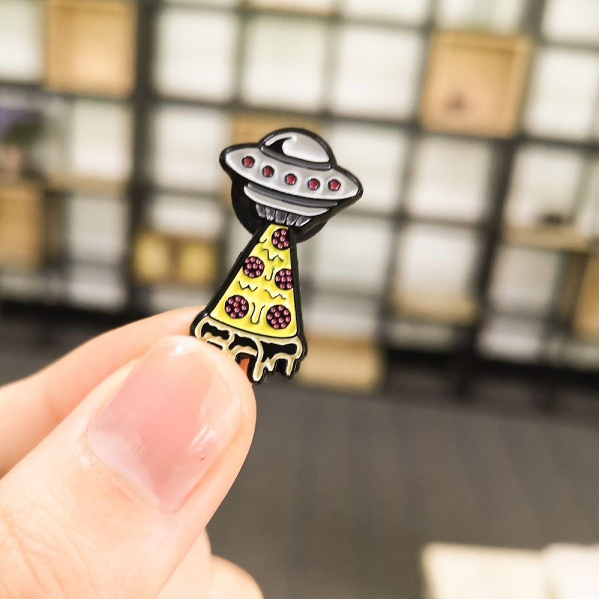 Pin Pizza Ufo Aliens Enamel Brooch Idolstore