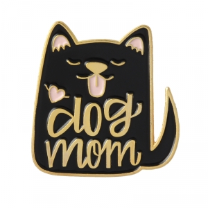 Merchandise Pin Dog Mom Black Enamel Brooch