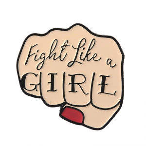 Collectibles Pin Fight Like A Girl Fist Tattoo Enamel Brooch