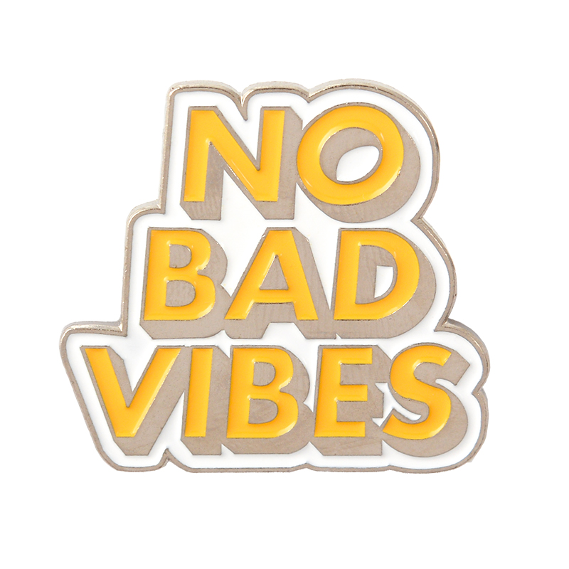 Buy Pin No Bad Vibes Sign Yellow Enamel Brooch - IdolStore