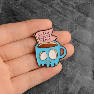 Pin Death before decaf Cup enamel brooch Idolstore - Merchandise and Collectibles Merchandise, Toys and Collectibles
