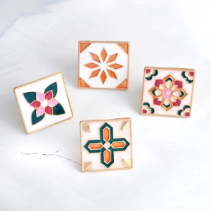 Pin Flower Pattern Tile enamel brooch Idolstore - Merchandise and Collectibles Merchandise, Toys and Collectibles
