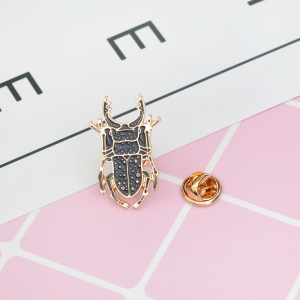 Merchandise Pin Stag Beetle Black Enamel Brooch
