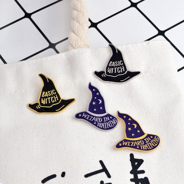 Charmart Basic Witch Lapel Pin 2 Piece Set Witch Hat Enamel Brooch Pins Badges Clothes Accessories Gifts 