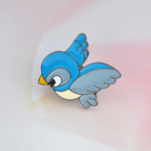 Merchandise Pin Snow White Bird Blue Enamel Brooch