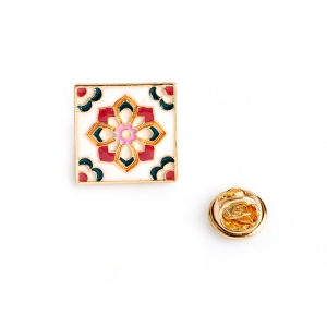 Merchandise Pin Flower Pattern Tile Enamel Brooch