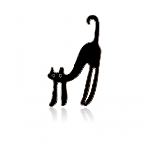 Buy pin long cat black enamel brooch - product collection