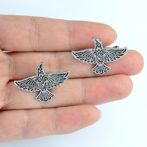 Pin Scandinavian Raven Silver Right enamel brooch Idolstore - Merchandise and Collectibles Merchandise, Toys and Collectibles