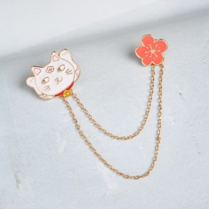 Pin Cat with a red Flower enamel brooch Idolstore - Merchandise and Collectibles Merchandise, Toys and Collectibles
