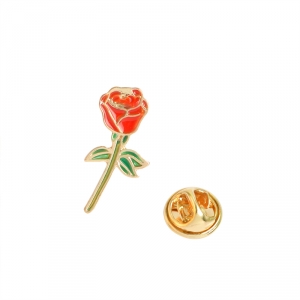 Merchandise Pin Red Rose Flower Enamel Brooch