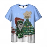 Merch T-Shirt Minecraft New Year Print Blue