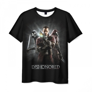 Merch T-Shirt Dishonored Characters Print Black
