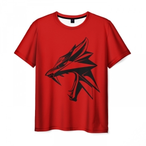 Merch Wolf Logo T-Shirt Witcher Red Tee Wolf