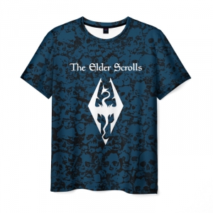 Merch Men'S T-Shirt Skyrim Emblem Elder Scrolls Dark Blue