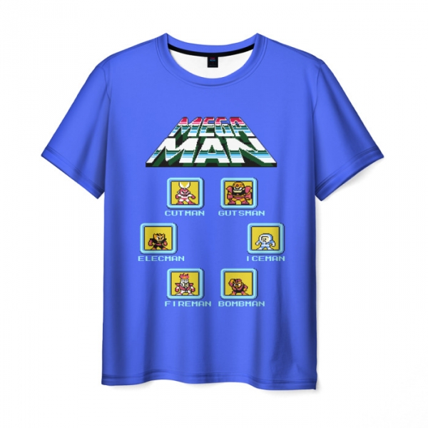 Mega Man Retro 90s 8bit Video Game Men's Graphic T Shirt Tees Brisco Brands L, Size: Large, Blue