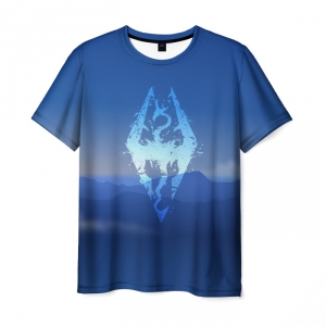 Merch Men'S T-Shirt Elder Scrolls Skies Skyrim Logo