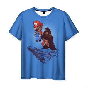 Merchandise Men'S T-Shirt Mario Kong Nintendo Blue Tee
