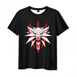 Merch Men'S T-Shirt The Witcher White Wolf Logo