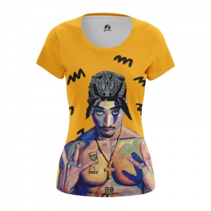 Women’s t-shirt 2pac Shakur Yellow Print Portait Top Idolstore - Merchandise and Collectibles Merchandise, Toys and Collectibles