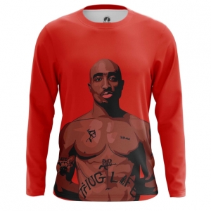 Men’s long sleeve Tupac Shakur Red Print Portait Idolstore - Merchandise and Collectibles Merchandise, Toys and Collectibles 2