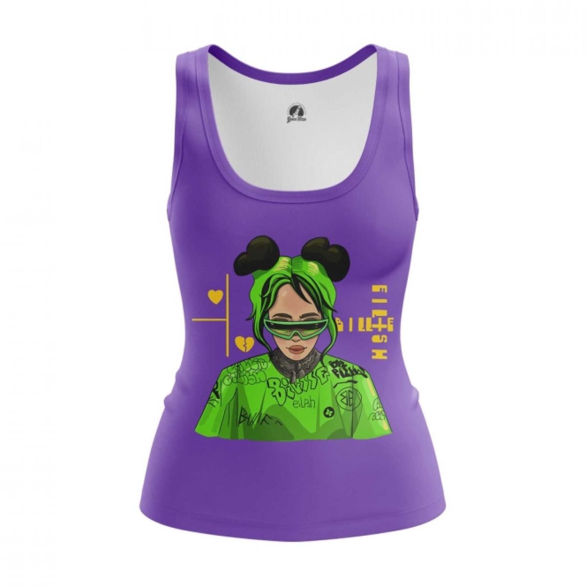 Women's Vest Billie Eilish Green Hair Purple Top Tank - IdolStore